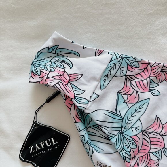 Zaful bikini bottoms white floral bathing suit medium us size 6 womens swimsuit - Picture 3 of 11